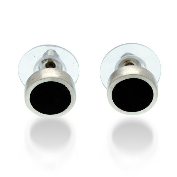 Alternate image for Polished Wood-Accented Round Sterling Silver Stud Earrings Freckly Forest