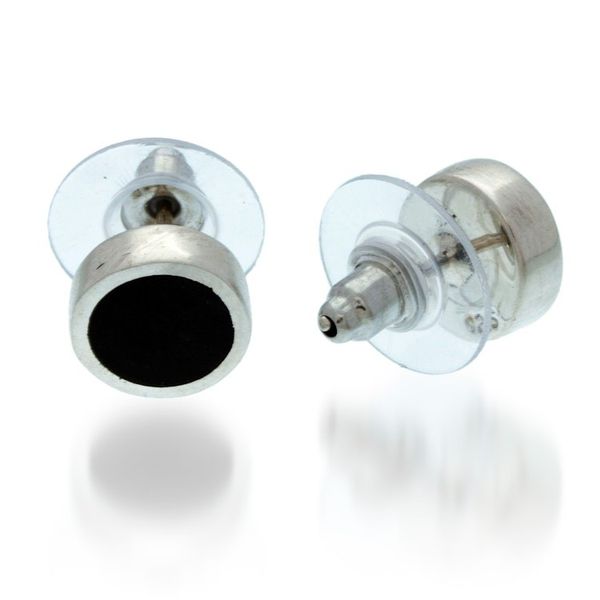Alternate image for Polished Wood-Accented Round Sterling Silver Stud Earrings Freckly Forest