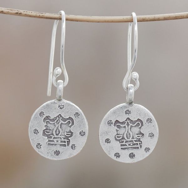 Alternate image for Karen Silver Libra Dangle Earrings from Thailand Karen Libra