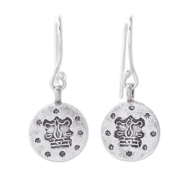 Alternate image for Karen Silver Libra Dangle Earrings from Thailand Karen Libra