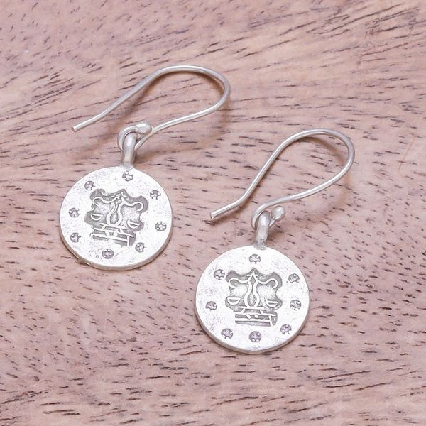Alternate image for Karen Silver Libra Dangle Earrings from Thailand Karen Libra
