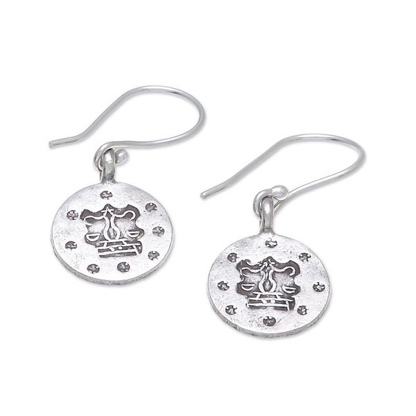 Alternate image for Karen Silver Libra Dangle Earrings from Thailand Karen Libra