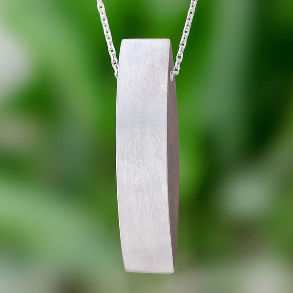 Alternate image for Sterling Silver and Mai Maka Wood Pendant Necklace Sophisticated Figure