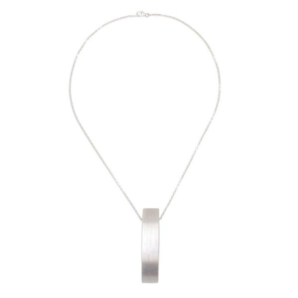 Alternate image for Sterling Silver and Mai Maka Wood Pendant Necklace Sophisticated Figure