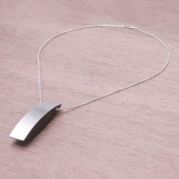 Alternate image for Sterling Silver and Mai Maka Wood Pendant Necklace Sophisticated Figure