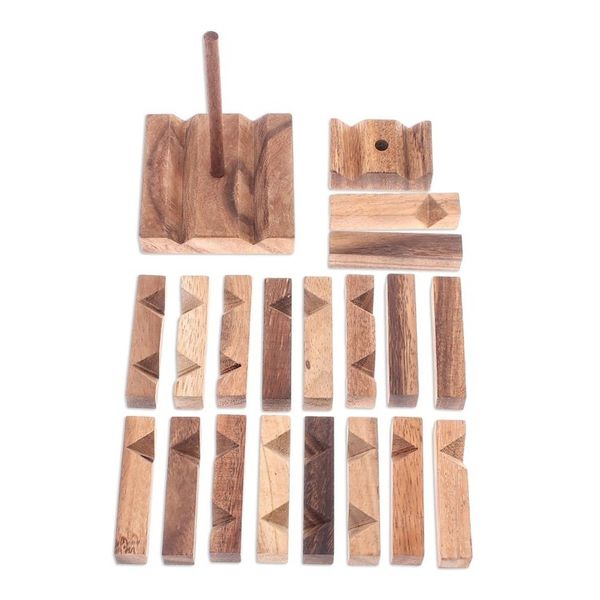 Alternate image for 18-Piece Raintree Wood Tower Puzzle from Thailand Tower of Pisa