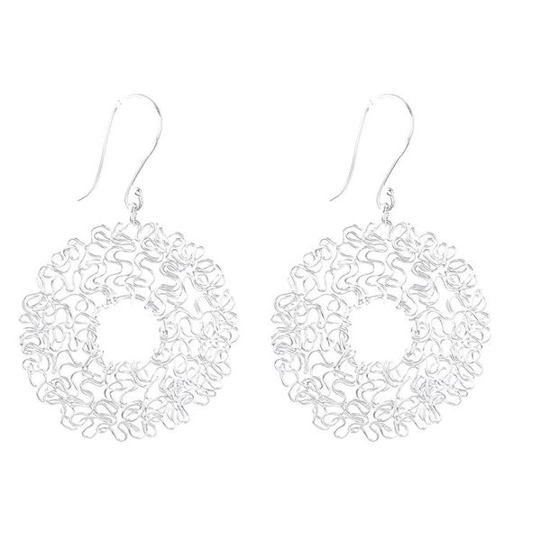 Alternate image for Sterling Silver Twisted Wire Wreath Dangle Earrings Freedom Wreath