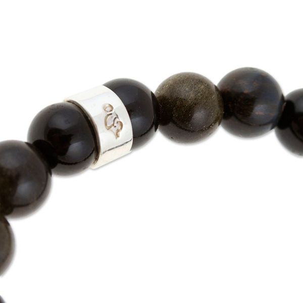 Alternate image for Mens Onyx Stretch Bracelet with Taxco Silver Sun Pendant Sublime Sun
