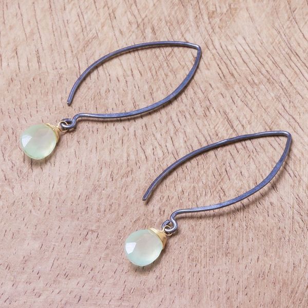Alternate image for Gold Accent Prehnite Dangle Earrings from Thailand Midnight Meadow