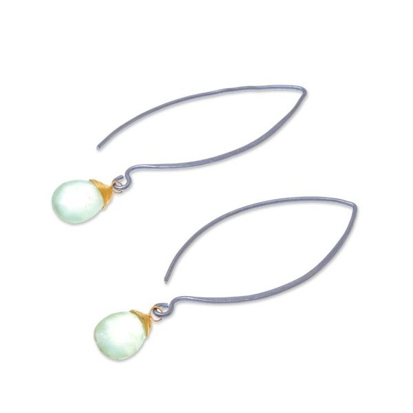 Alternate image for Gold Accent Prehnite Dangle Earrings from Thailand Midnight Meadow