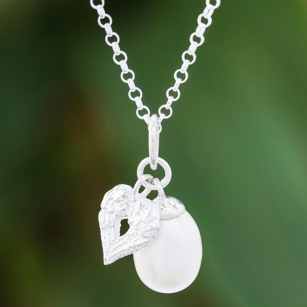 Alternate image for Heart-Shaped Cultured Pearl Pendant Necklace from Thailand Bright Heart
