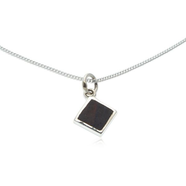 Alternate image for Diamond-Shaped Wood and Sterling Silver Pendant Necklace Authentic Forest