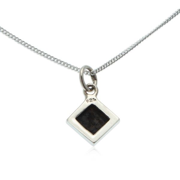 Alternate image for Diamond-Shaped Wood and Sterling Silver Pendant Necklace Authentic Forest