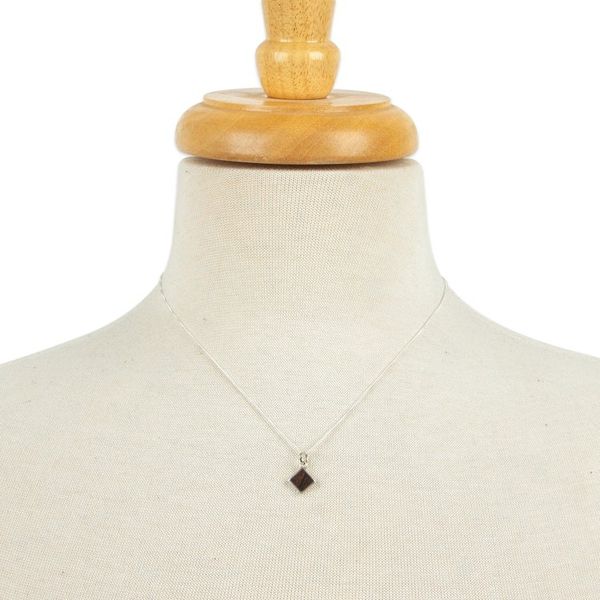 Alternate image for Diamond-Shaped Wood and Sterling Silver Pendant Necklace Authentic Forest