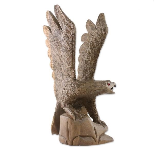 Alternate image for Right-Facing Wood Eagle Sculpture from Thailand The Eagle