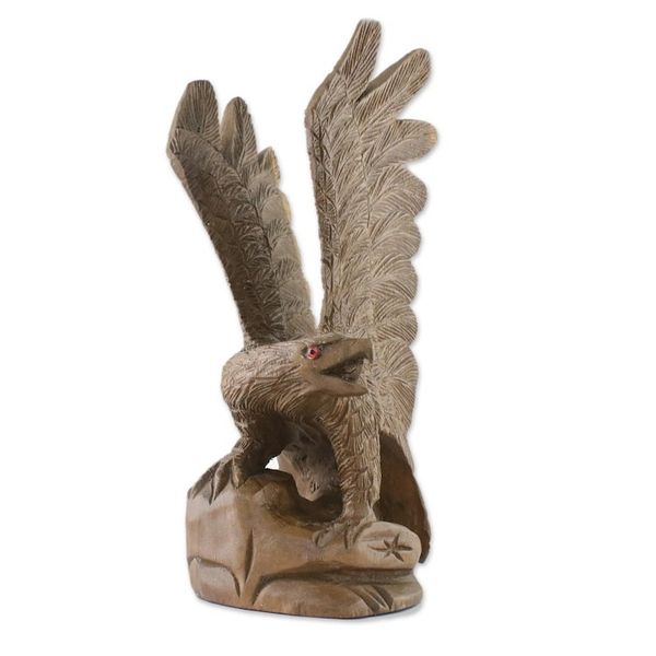 Alternate image for Right-Facing Wood Eagle Sculpture from Thailand The Eagle