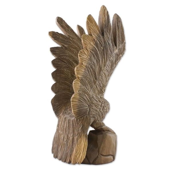 Alternate image for Right-Facing Wood Eagle Sculpture from Thailand The Eagle
