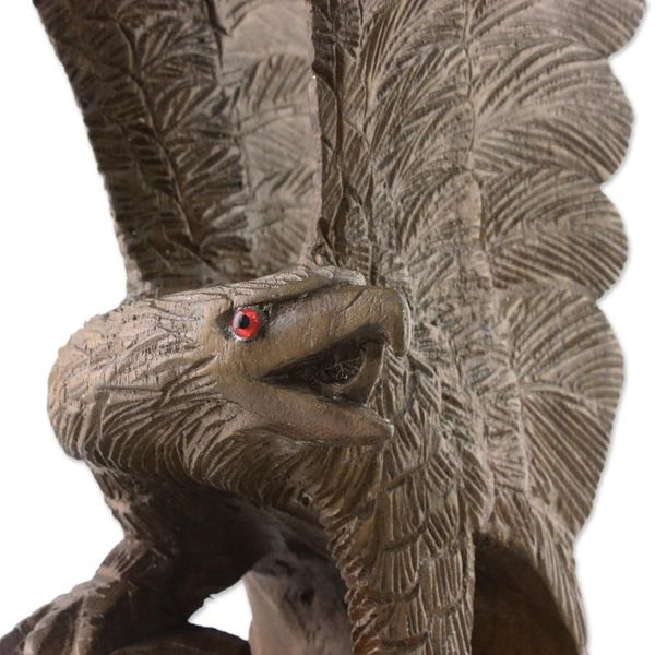 Alternate image for Right-Facing Wood Eagle Sculpture from Thailand The Eagle