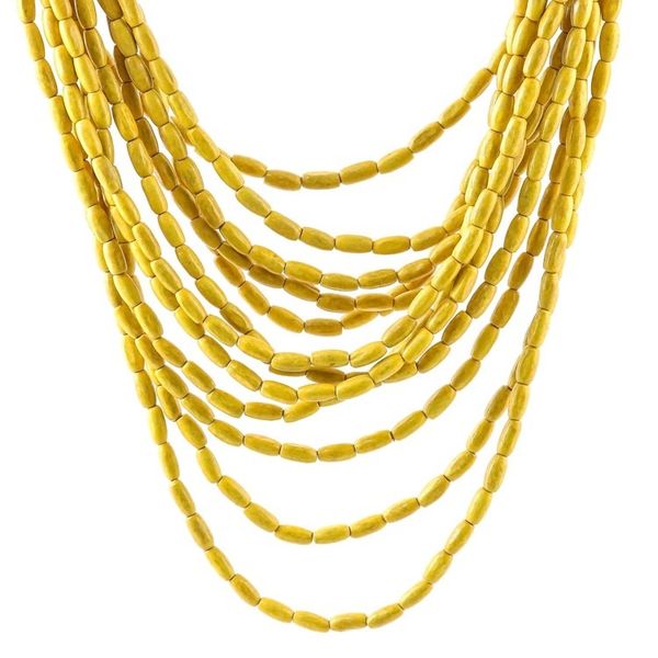 Alternate image for Wood Beaded Strand Necklace in Maize from Thailand Cute Boho in Maize