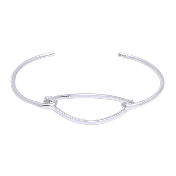 Alternate image for Modern Sterling Silver Cuff Bracelet with a Wide Pendant Wide Space