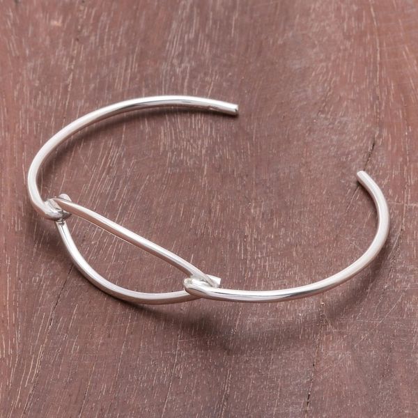 Alternate image for Modern Sterling Silver Cuff Bracelet with a Wide Pendant Wide Space