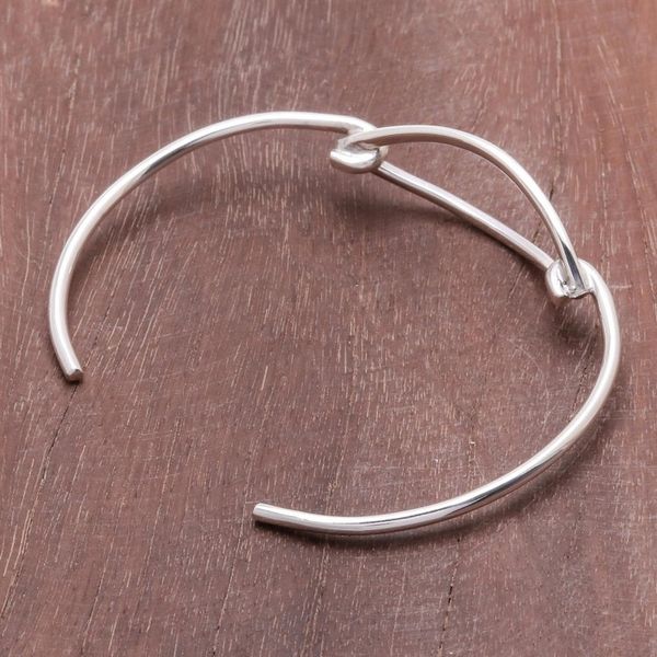 Alternate image for Modern Sterling Silver Cuff Bracelet with a Wide Pendant Wide Space