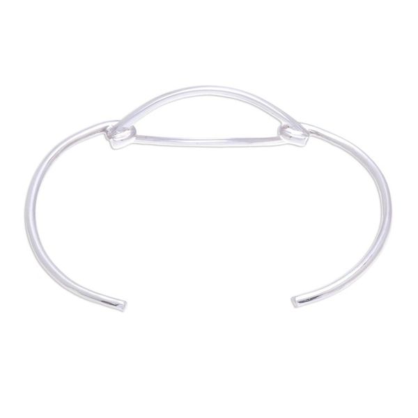Alternate image for Modern Sterling Silver Cuff Bracelet with a Wide Pendant Wide Space
