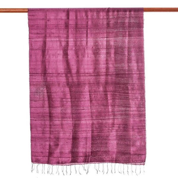 Alternate image for Silk Wrap Scarf in Solid Plum from Thailand Otherworldly in Plum