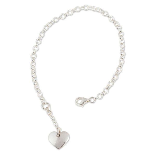 Alternate image for Heart-Themed Taxco Silver Charm Bracelet from Mexico Chained Heart