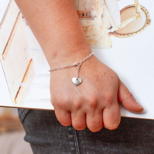 Alternate image for Heart-Themed Taxco Silver Charm Bracelet from Mexico Chained Heart