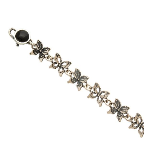 Alternate image for Natural Onyx and Sterling Silver Butterfly Link Bracelet Nocturnal Flutters