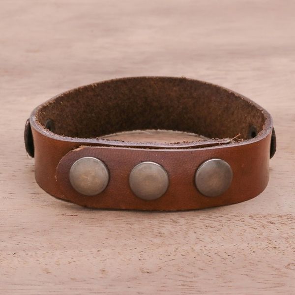 Alternate image for Black and Brown Studded Leather Wristband Bracelet Striking Studs