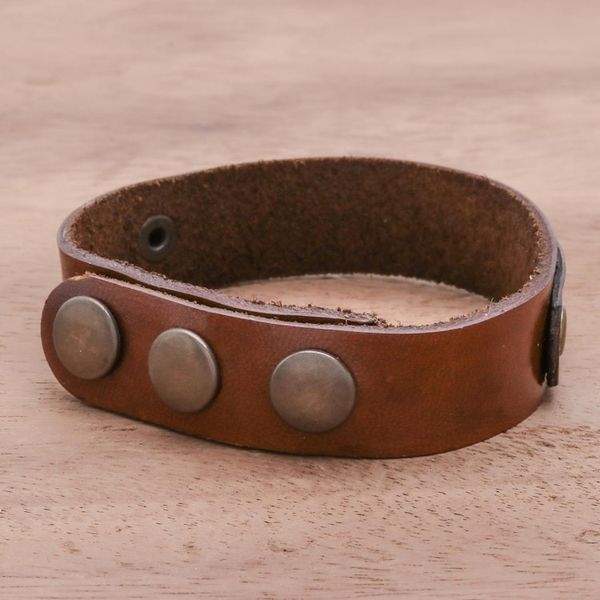 Alternate image for Black and Brown Studded Leather Wristband Bracelet Striking Studs