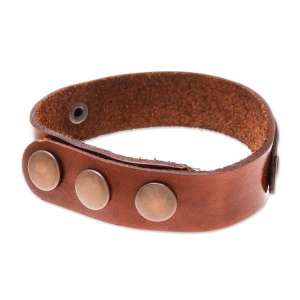 Alternate image for Black and Brown Studded Leather Wristband Bracelet Striking Studs