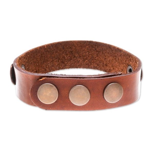 Alternate image for Black and Brown Studded Leather Wristband Bracelet Striking Studs