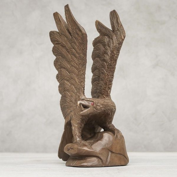 Alternate image for Left-Facing Wood Eagle Sculpture from Thailand The Eagle