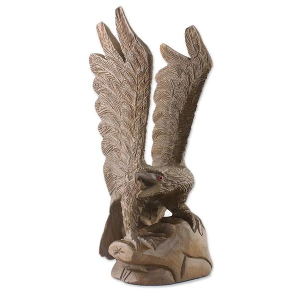 Alternate image for Left-Facing Wood Eagle Sculpture from Thailand The Eagle