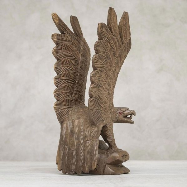 Alternate image for Left-Facing Wood Eagle Sculpture from Thailand The Eagle