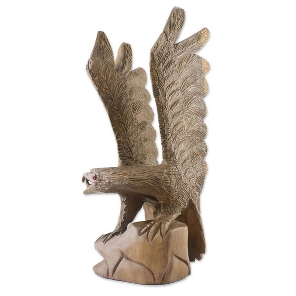 Alternate image for Left-Facing Wood Eagle Sculpture from Thailand The Eagle