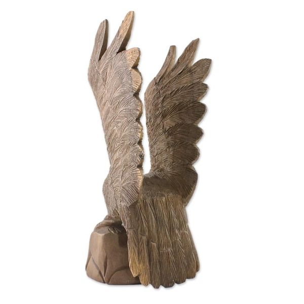 Alternate image for Left-Facing Wood Eagle Sculpture from Thailand The Eagle
