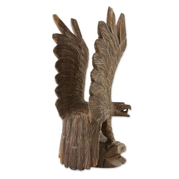 Alternate image for Left-Facing Wood Eagle Sculpture from Thailand The Eagle