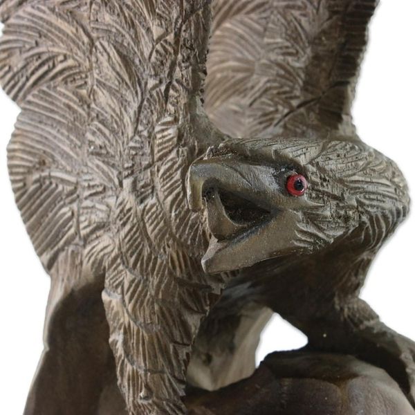 Alternate image for Left-Facing Wood Eagle Sculpture from Thailand The Eagle