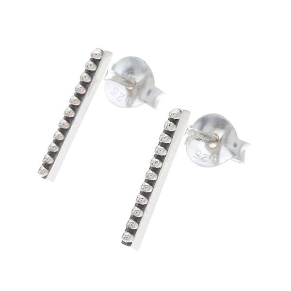 Alternate image for Dot Pattern Sterling Silver Drop Earrings from Thailand Tiny Dots