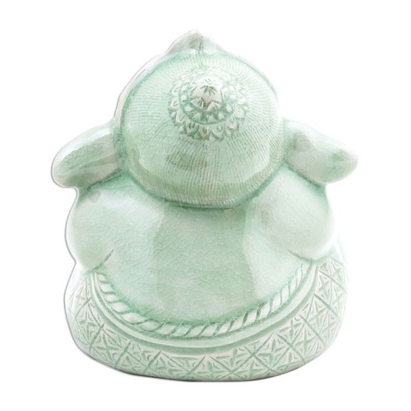 Alternate image for Green Celadon Ceramic Ganesha Sculpture from Thailand Ganesha and the Mouse