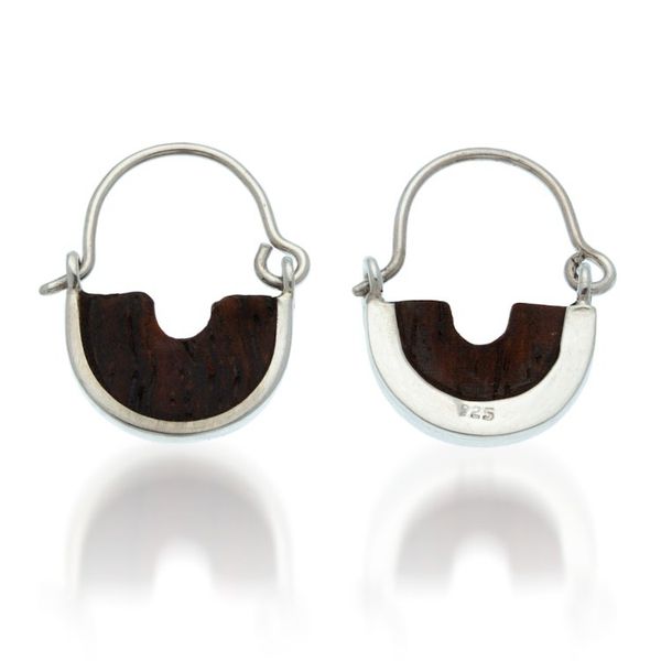 Alternate image for Bocote Wood-Accented Sterling Silver Half-Moon Hoop Earrings True Half-Moon