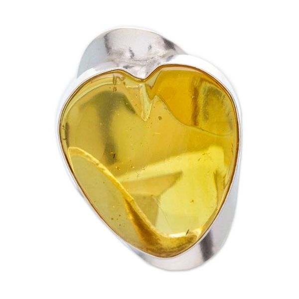 Alternate image for Sterling Silver Adjustable Cocktail Ring with Heart Amber Lovely Glam