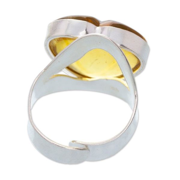 Alternate image for Sterling Silver Adjustable Cocktail Ring with Heart Amber Lovely Glam