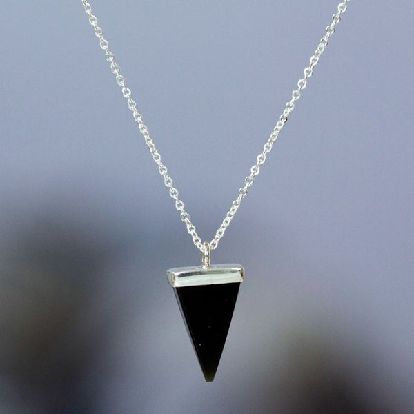 Alternate image for Taxco Silver Necklace with Triangular Pyramid Onyx Pendant Posh Pyramid