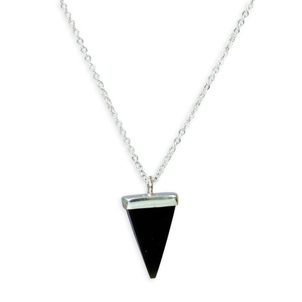 Alternate image for Taxco Silver Necklace with Triangular Pyramid Onyx Pendant Posh Pyramid