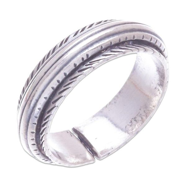 Alternate image for Unisex Sterling Silver Band Ring from Thailand Gentle Flow